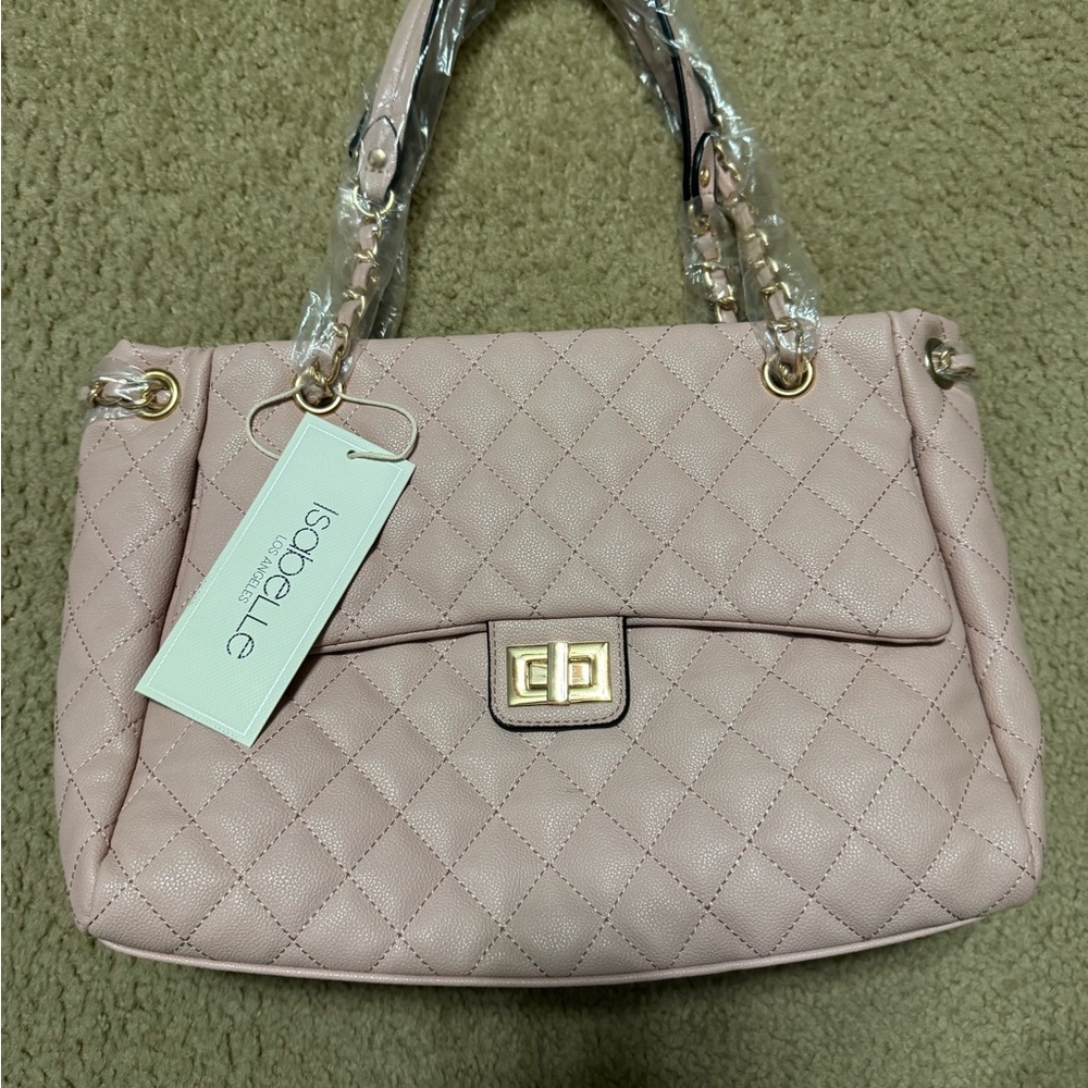 Isabelle Quilted Pink Handbag and black crossbody